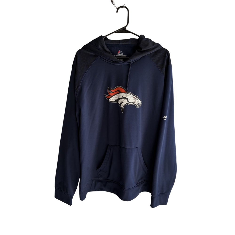 Denver Broncos Majestic Thermabase Hoodie Navy Blue‎ Pullover NFL 2XL